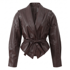 Women's Faux Leather Jacket — Brown red — alternate front product