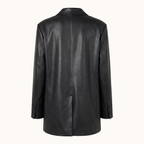 Women's Oversized Faux Leather Blazer — Black — rear product