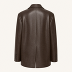 Women's Oversized Faux Leather Blazer — Brown — rear product
