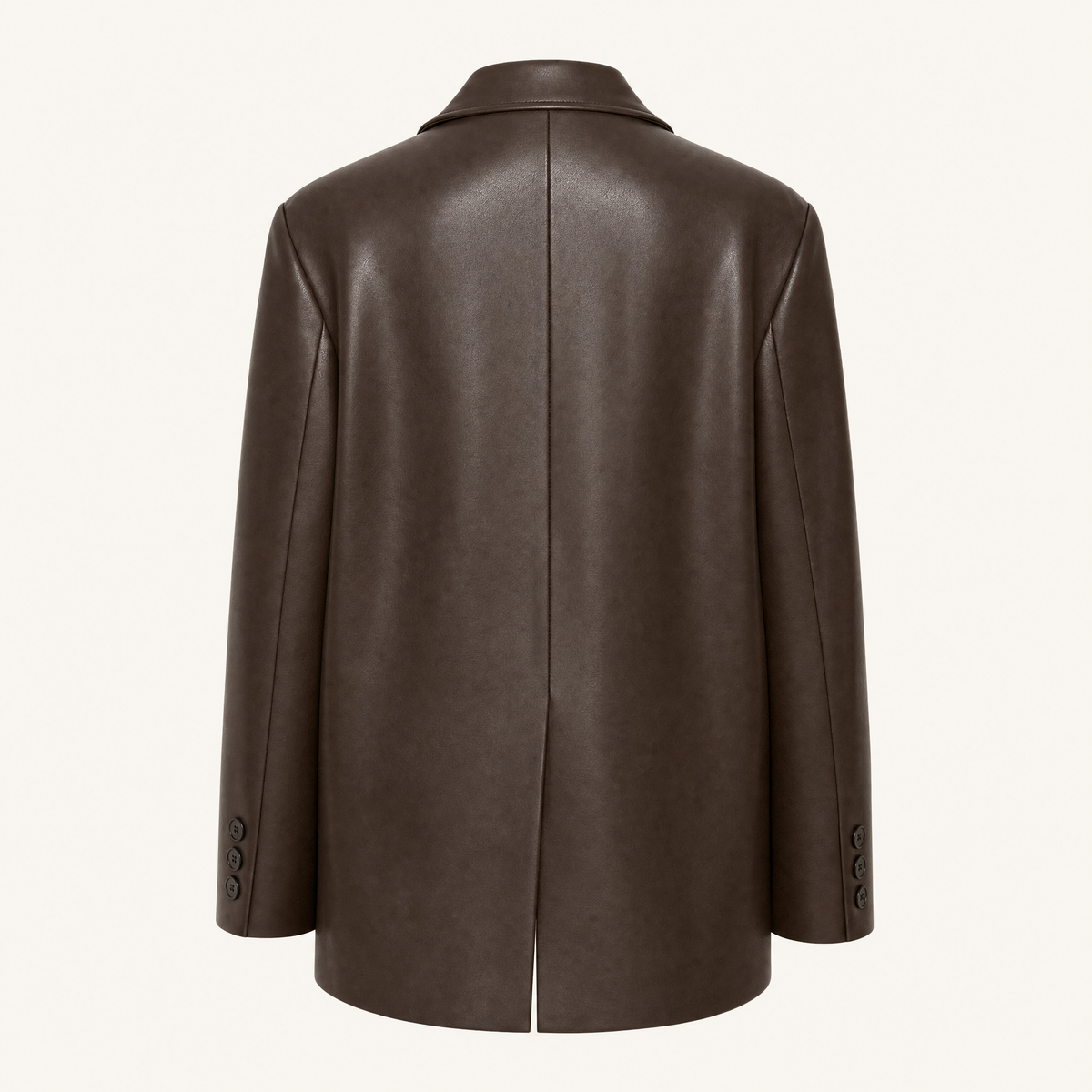 Women's Oversized Faux Leather Blazer — Brown — rear product