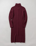Women's Button-Detail Ribbed Turtleneck Midi Dress in Burgundy — product back