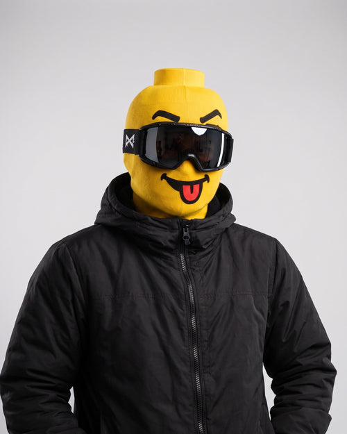 Building Block Ski Mask – LEGO-Style Yellow Face Balaclava — Cheeky Tongue, catalog studio image