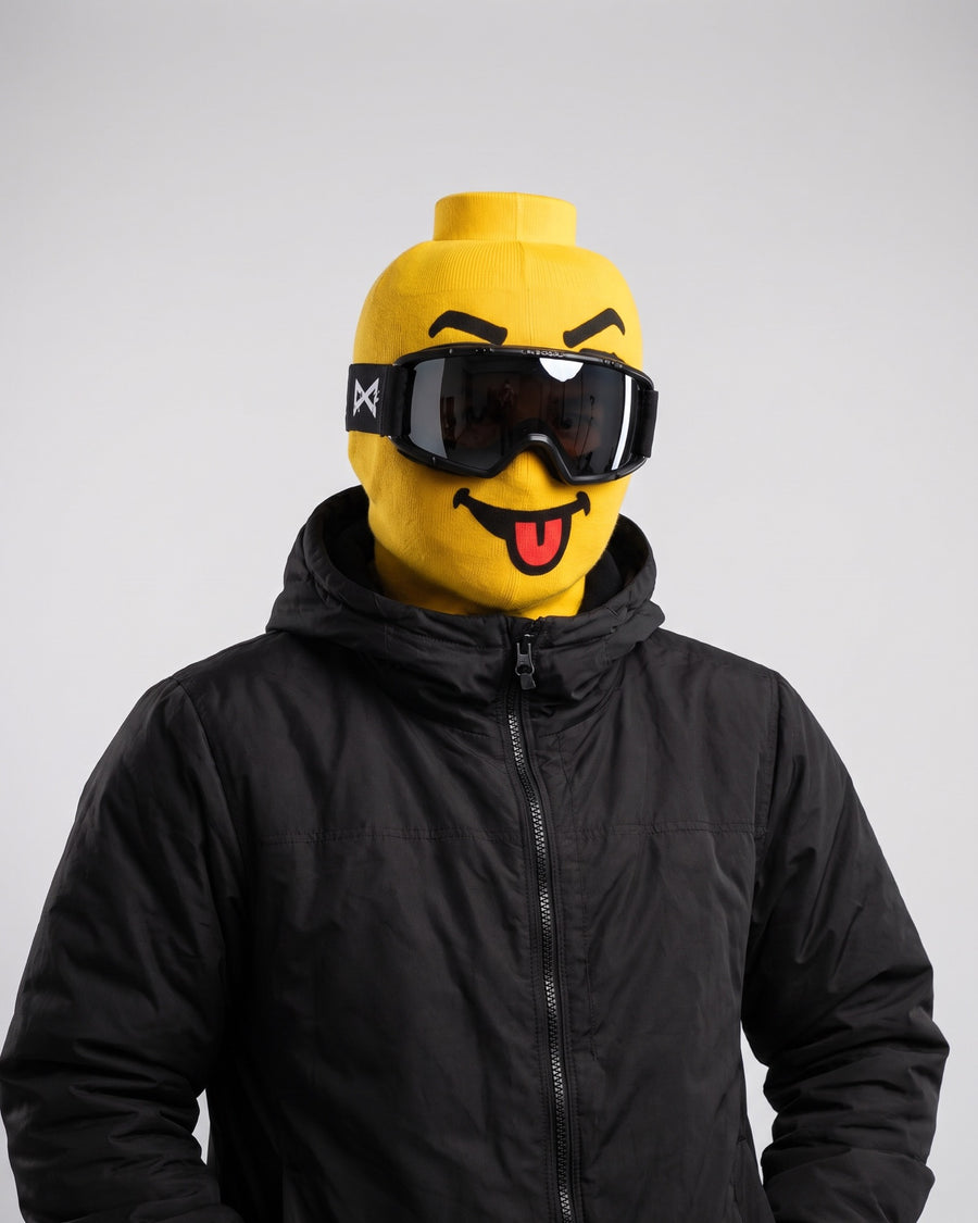 Building Block Ski Mask – LEGO-Style Yellow Face Balaclava — Cheeky Tongue, catalog studio image