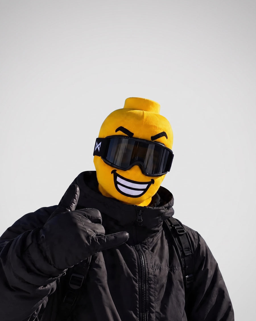 Building Block Ski Mask – LEGO-Style Yellow Face Balaclava — Big Smile, catalog studio image
