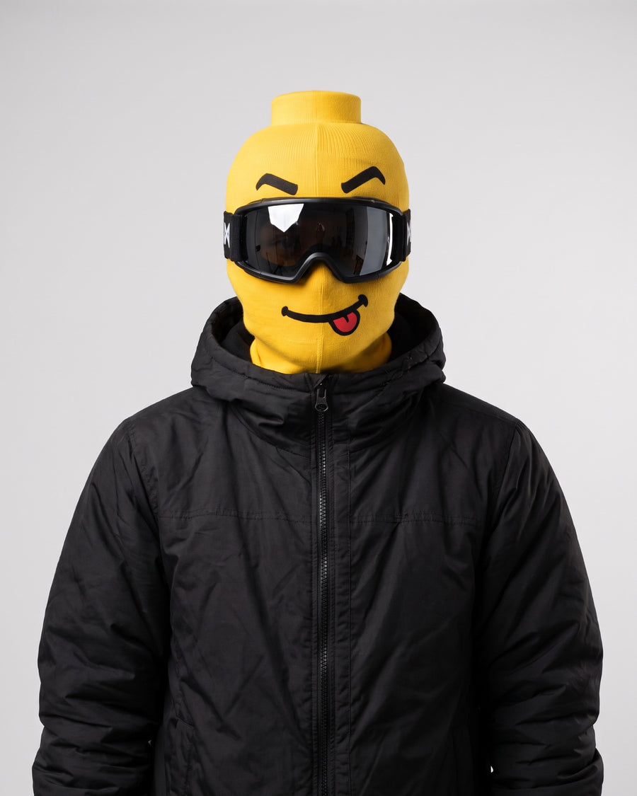 Building Block Ski Mask – LEGO-Style Yellow Face Balaclava — Classic Smile, catalog studio image