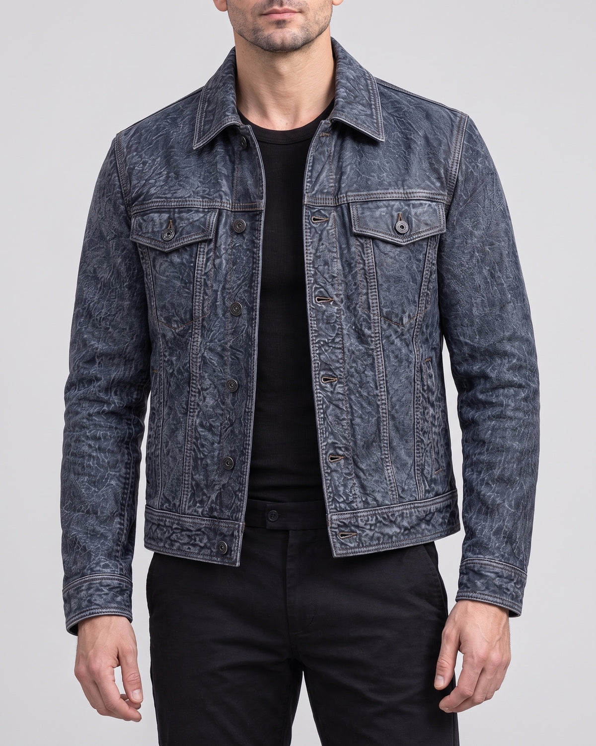 Men's Chase Leather Denim Jacket