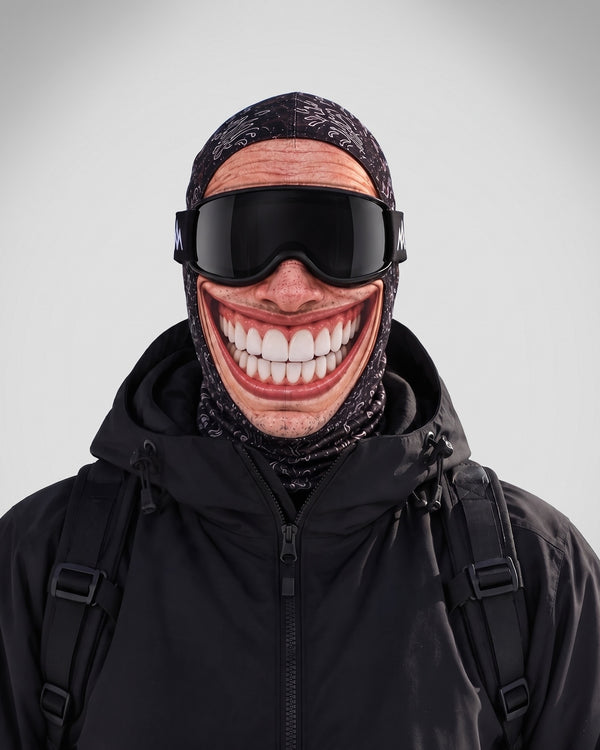 Funny Face Ski Mask – Adult Printed Stretch Balaclava — Toothy Smile, catalog studio image