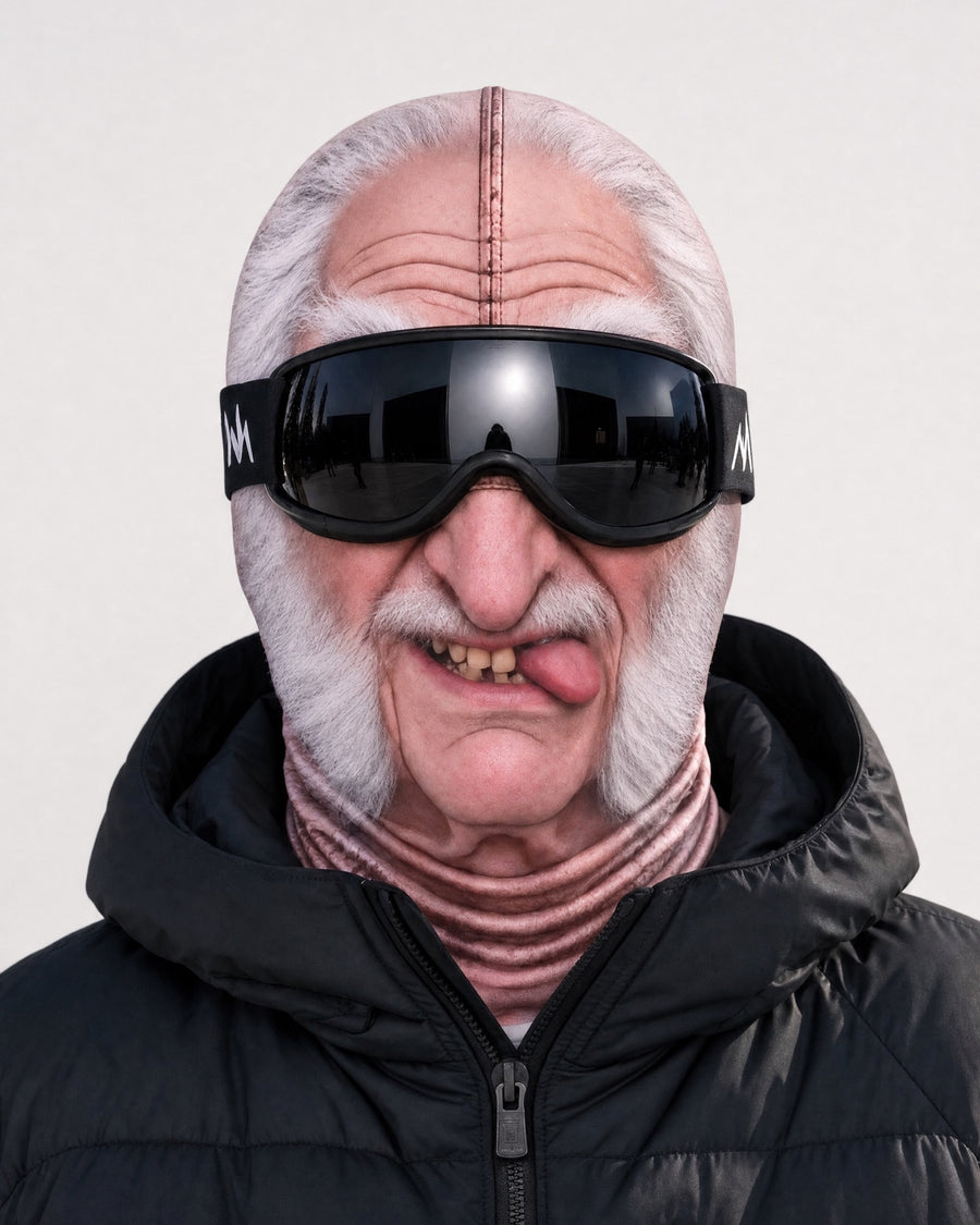 Funny Face Ski Mask – Adult Printed Stretch Balaclava — Grumpy Grandpa, catalog studio image