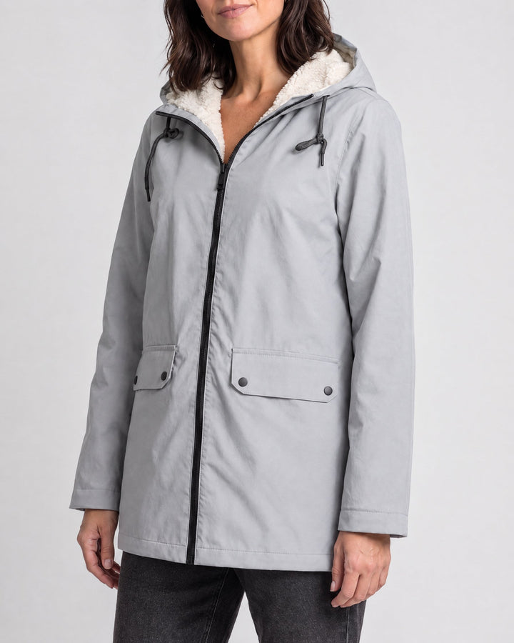 Women's Fleece-Lined Hooded Jacket — Gray, catalog studio image