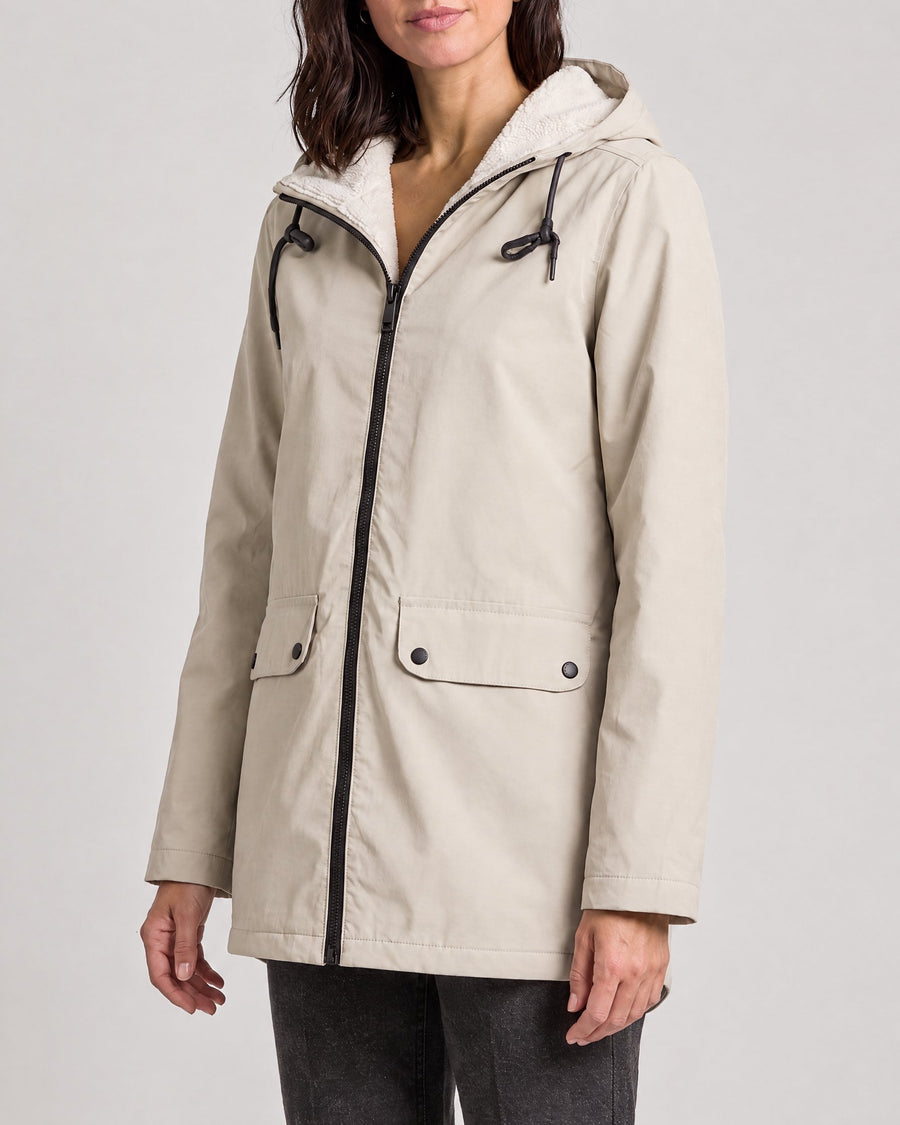 Women's Fleece-Lined Hooded Jacket — Apricot, catalog studio image