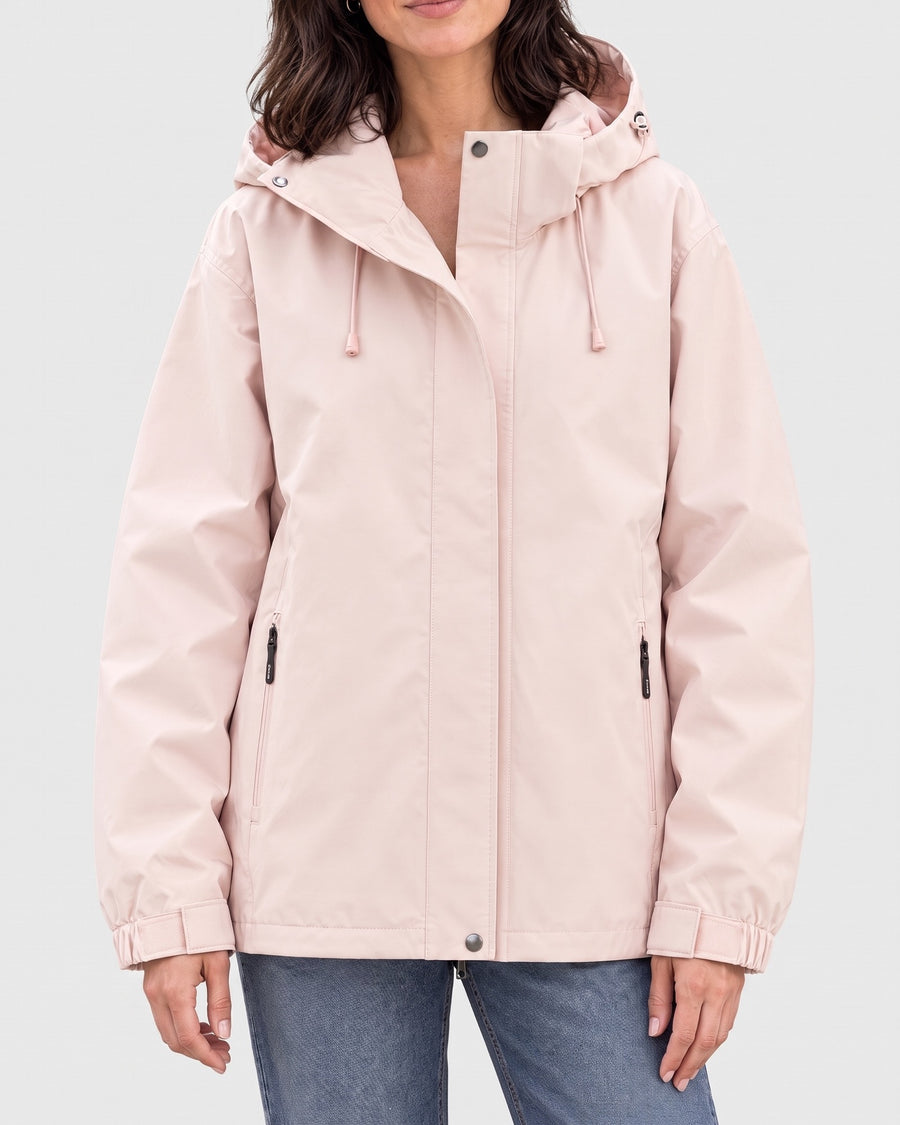 Women's Hooded Outdoor Jacket — Soft Pink, catalog studio image