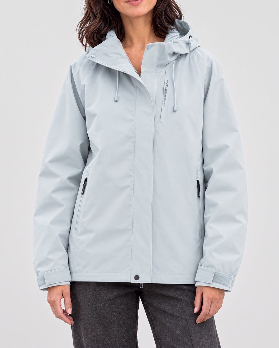 Women's Hooded Outdoor Jacket — Dusty Blue, catalog studio image