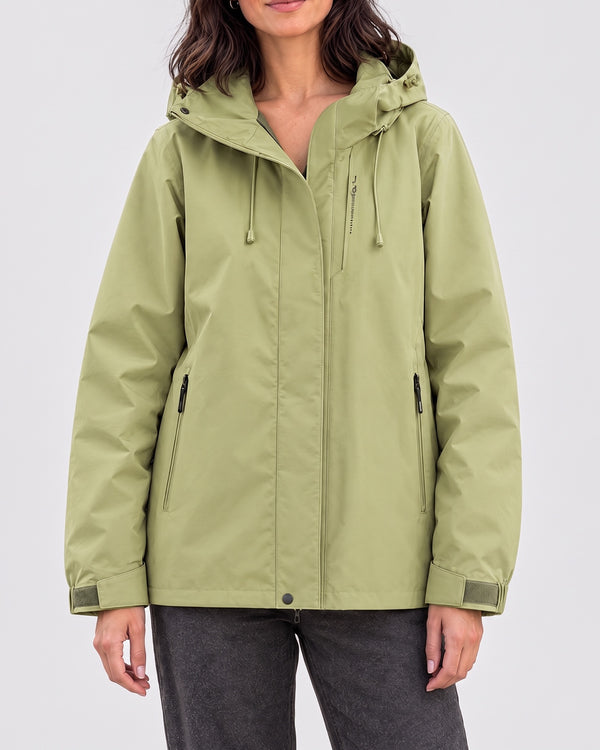 Women's Hooded Outdoor Jacket — Apple Green, catalog studio image