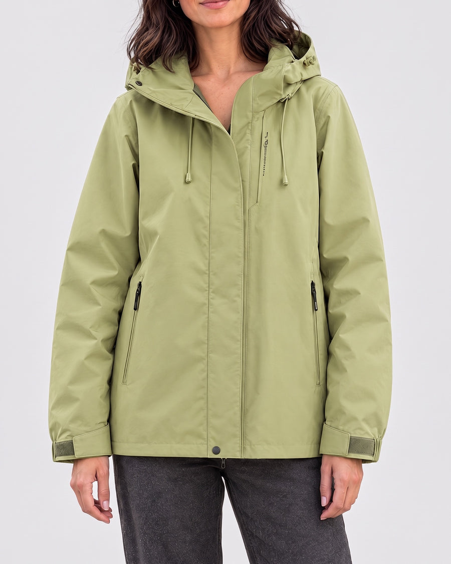 Women's Hooded Outdoor Jacket — Apple Green, catalog studio image