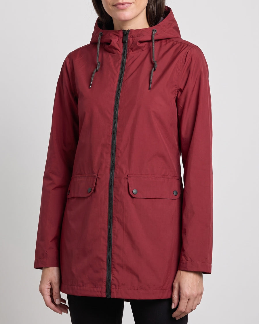 Women's Lightweight Hooded Jacket — Burgundy, catalog studio image
