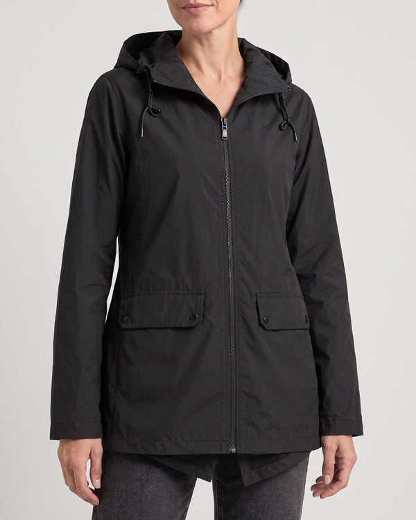 Women's Lightweight Hooded Jacket — Black, catalog studio image