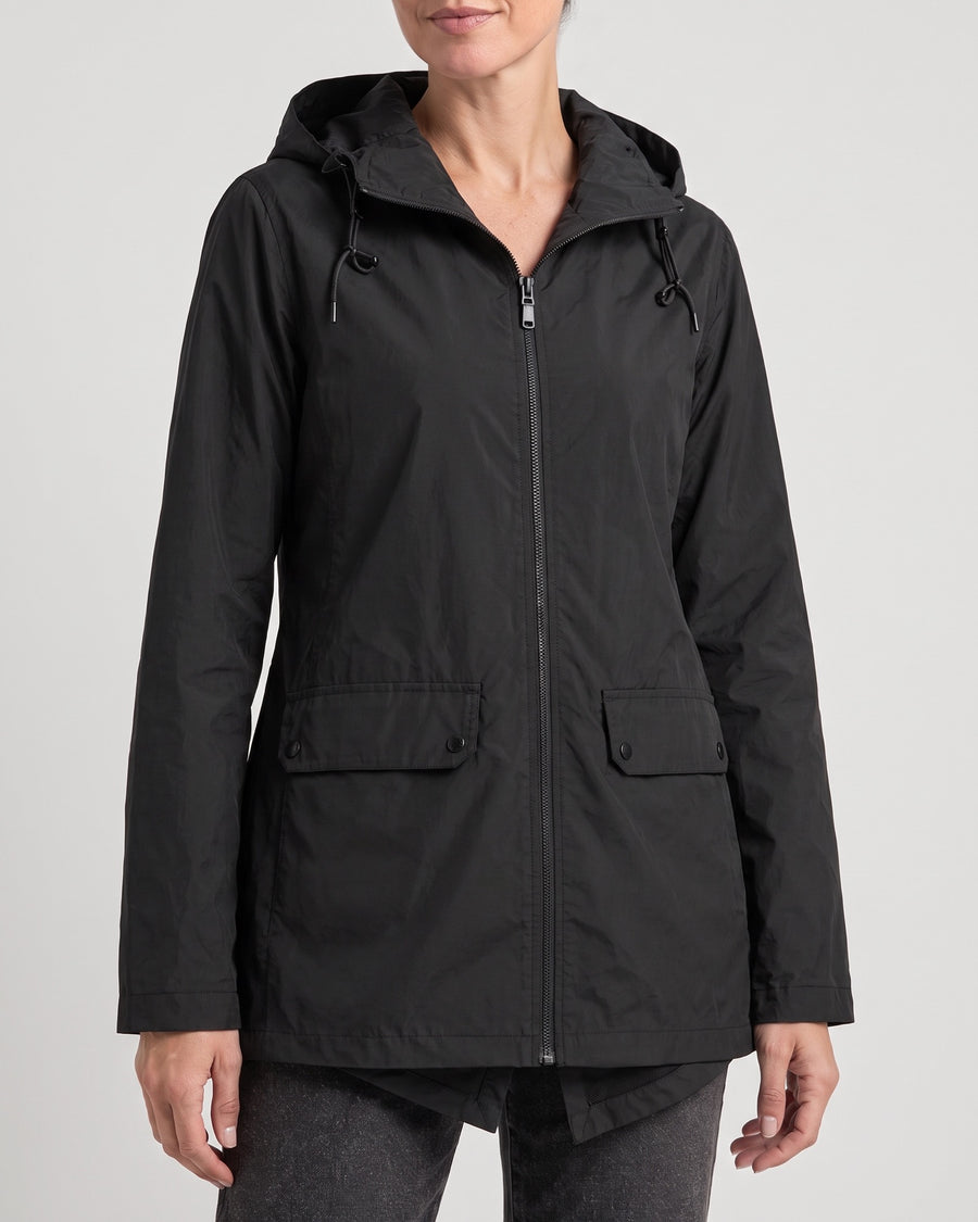 Women's Lightweight Hooded Jacket — Black, catalog studio image