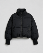 Black quilted jacket front view