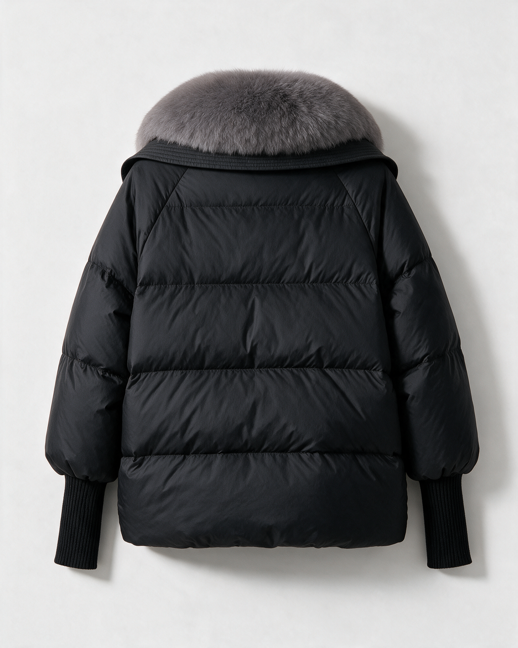 Padded jacket in Black, product rear.