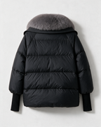 Padded jacket in Black, product rear.