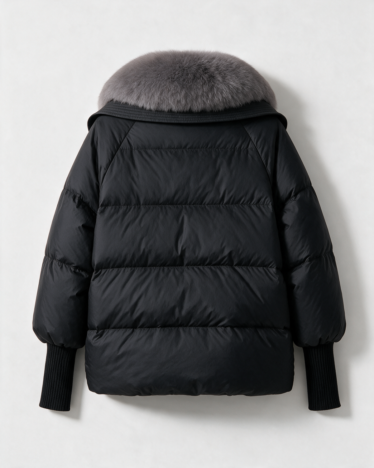 Padded jacket in Black, product rear.