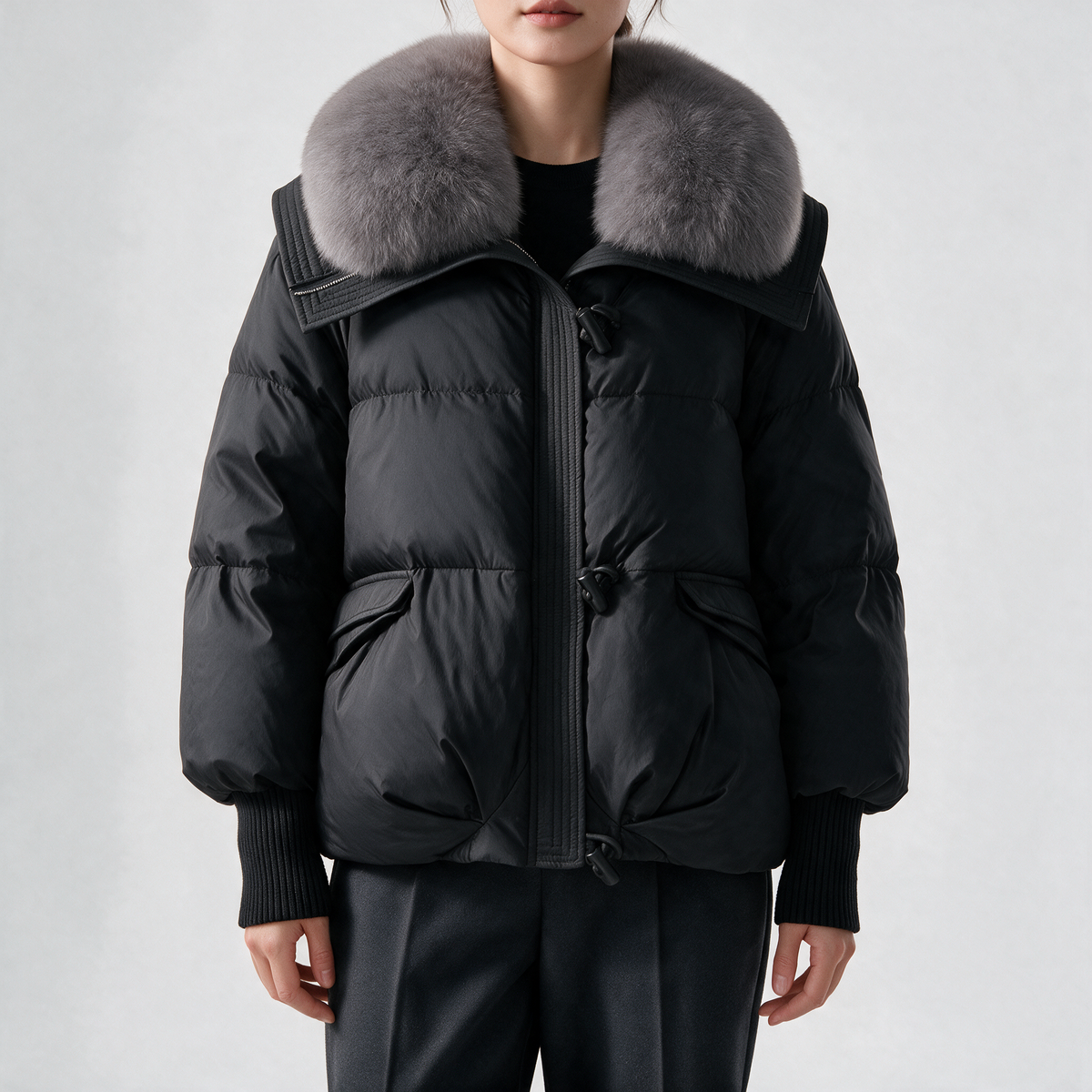 Black padded jacket relaxed shape
