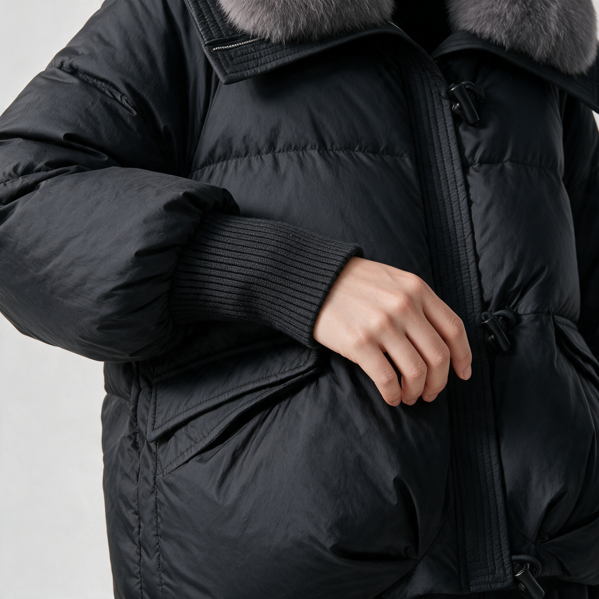 Black jacket extended ribbed cuff