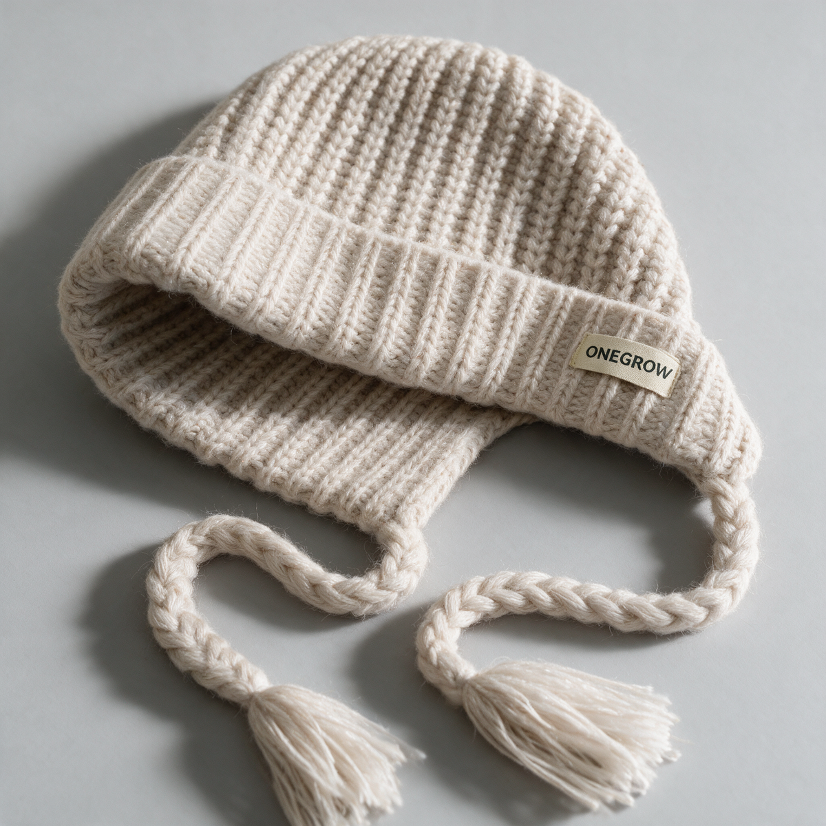 Knit earflap bonnet feature detail