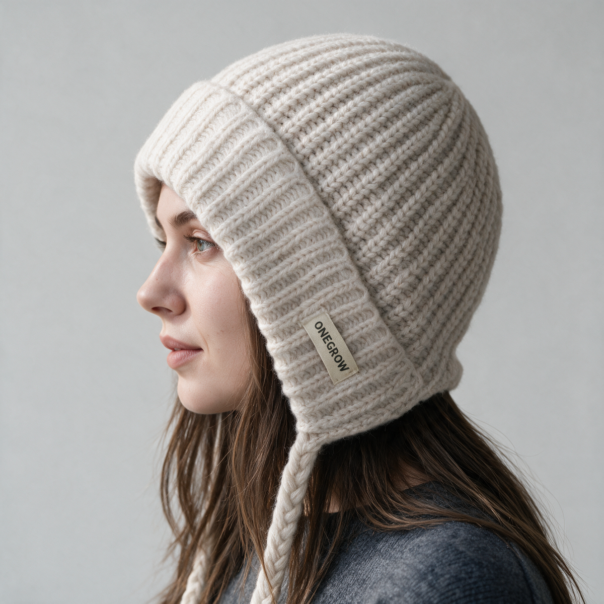 Knit earflap bonnet feature detail