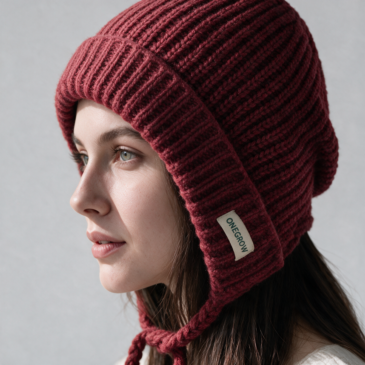 Knit earflap bonnet feature photograph