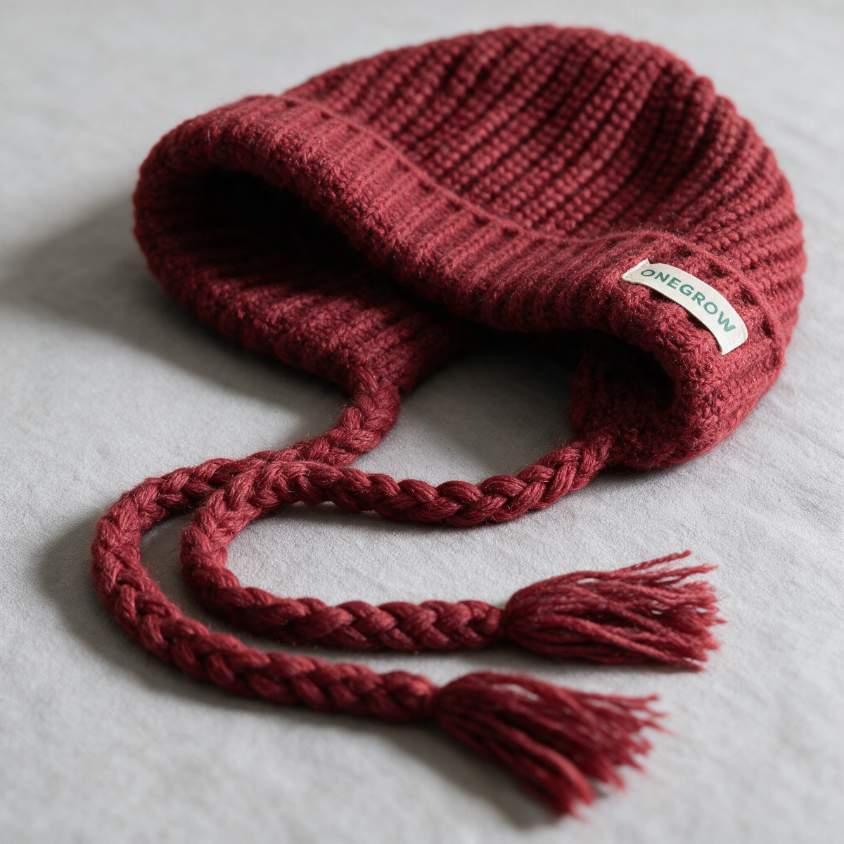 Knit earflap bonnet feature photograph