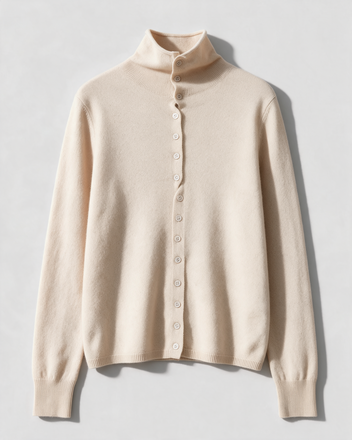 Cream button-front high-neck sweater product-front