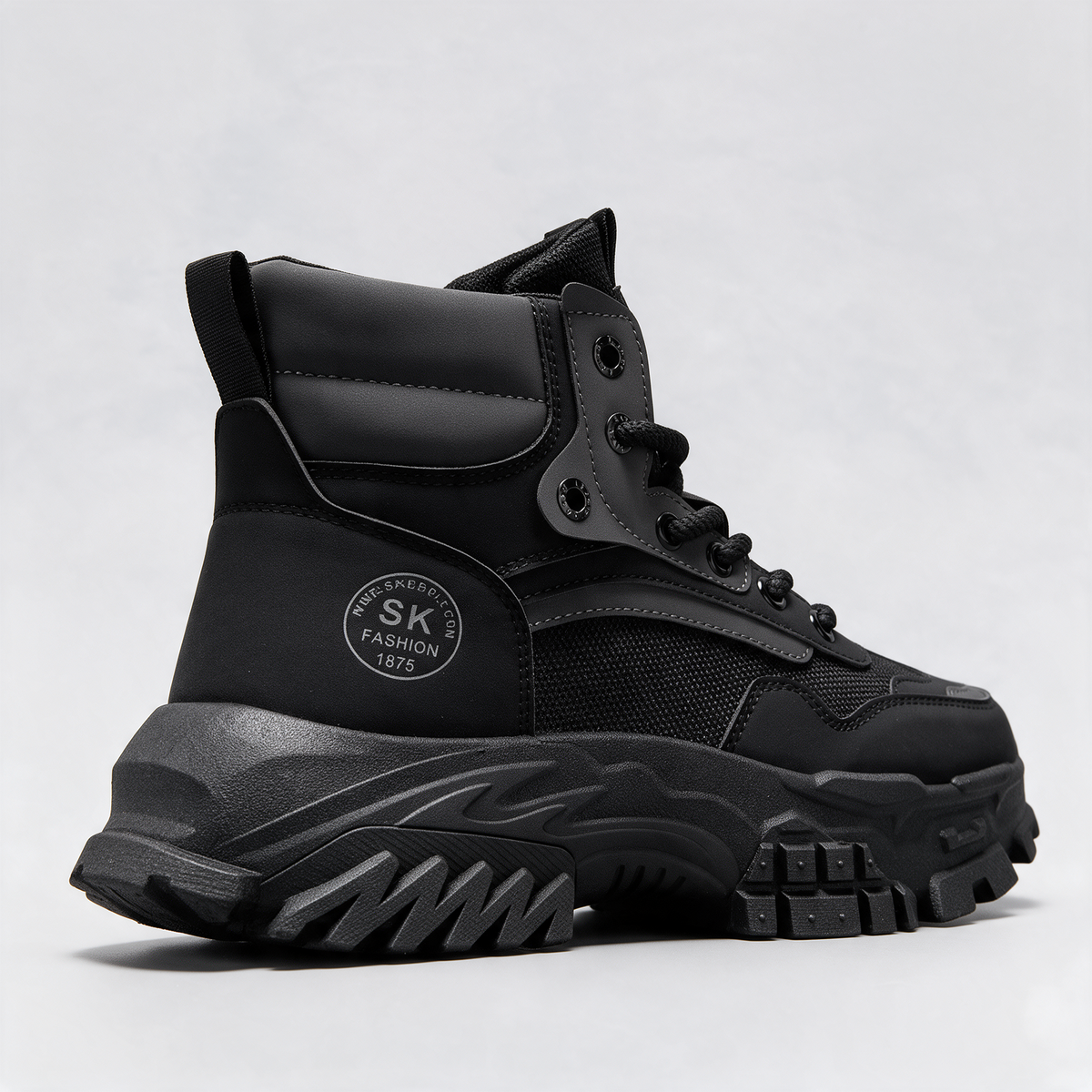 Black mesh-panel lace-up boot — feature4