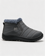 Gray plush-lined ankle boots profile