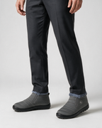 Gray ankle boots wearing