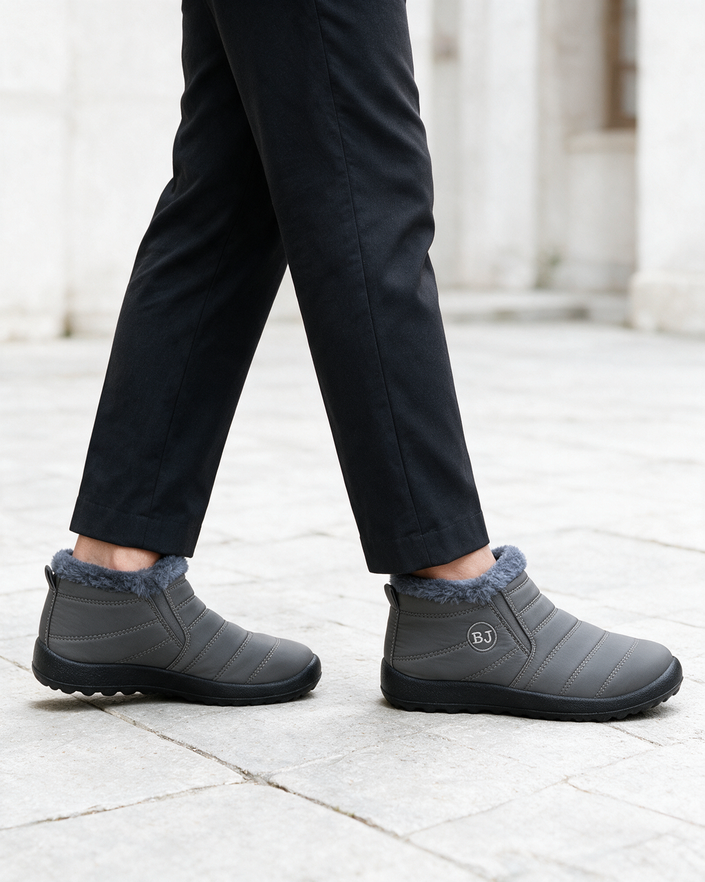 Gray ankle boots lifestyle