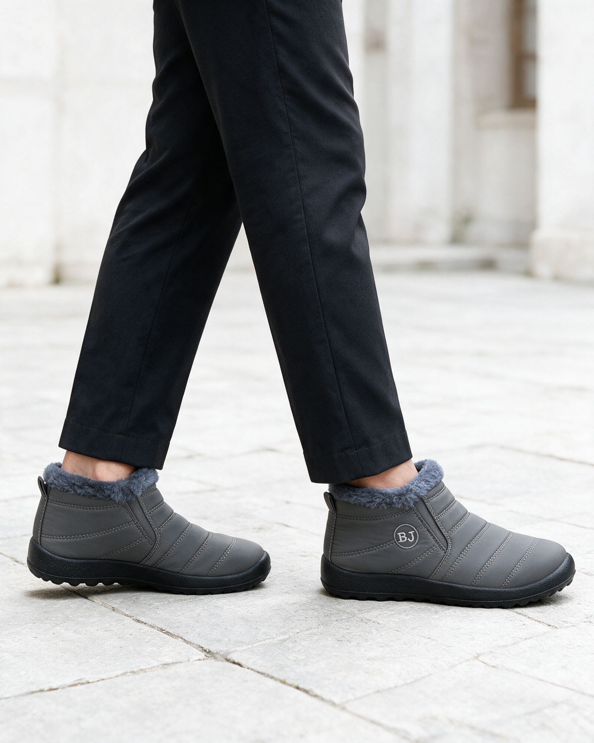 Gray ankle boots lifestyle
