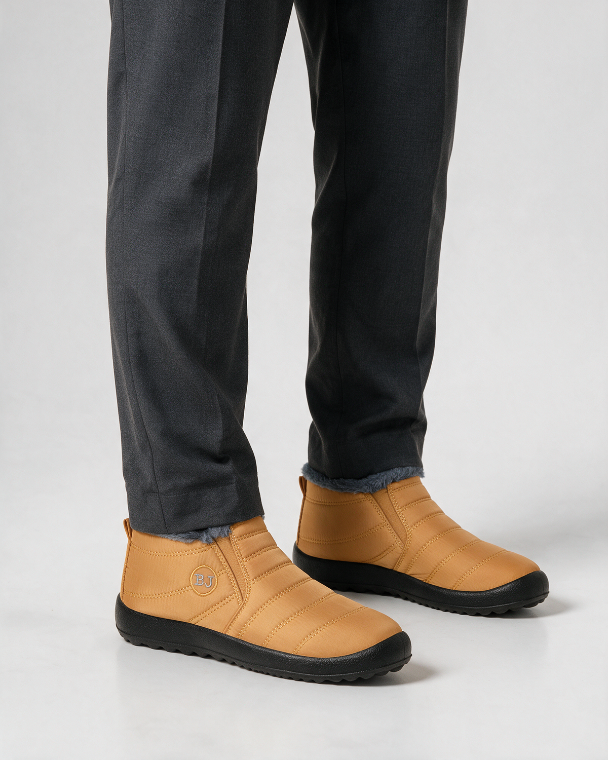 Plush-lined ankle boots wearing view