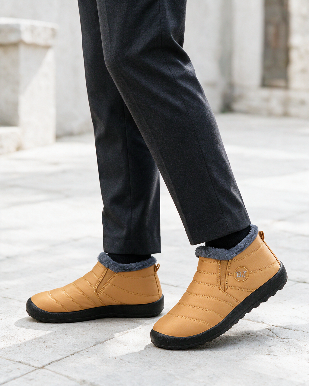 Plush-lined ankle boots wearing view