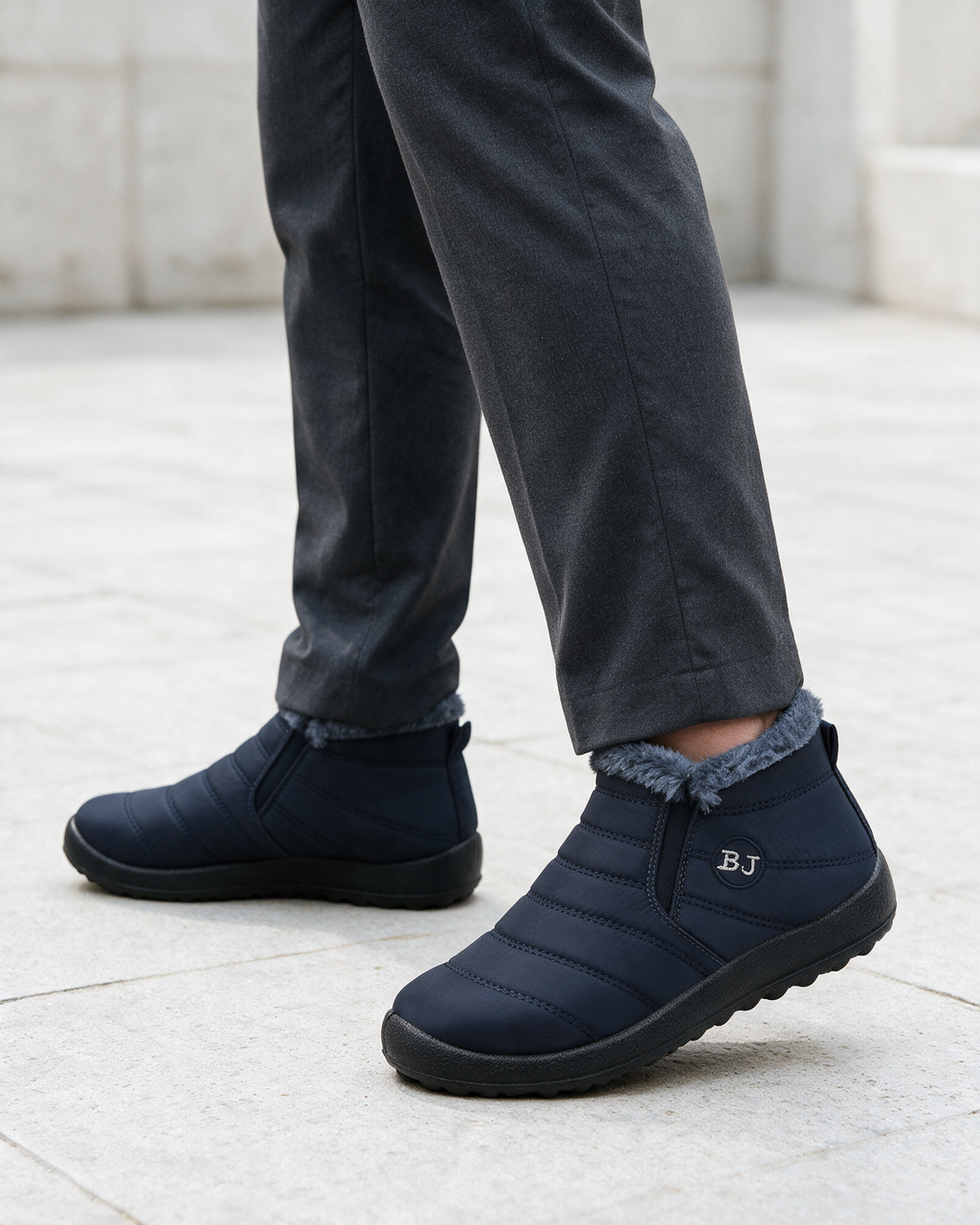 Navy ankle boots lifestyle