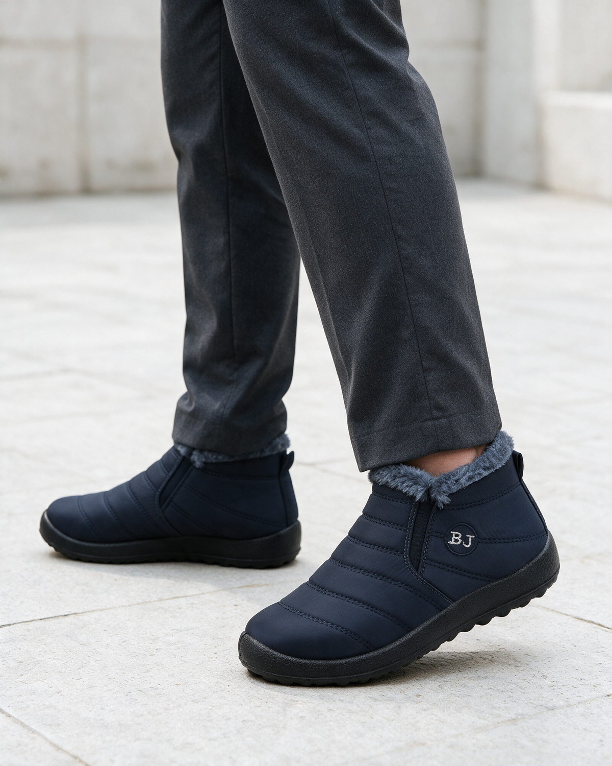 Navy ankle boots lifestyle