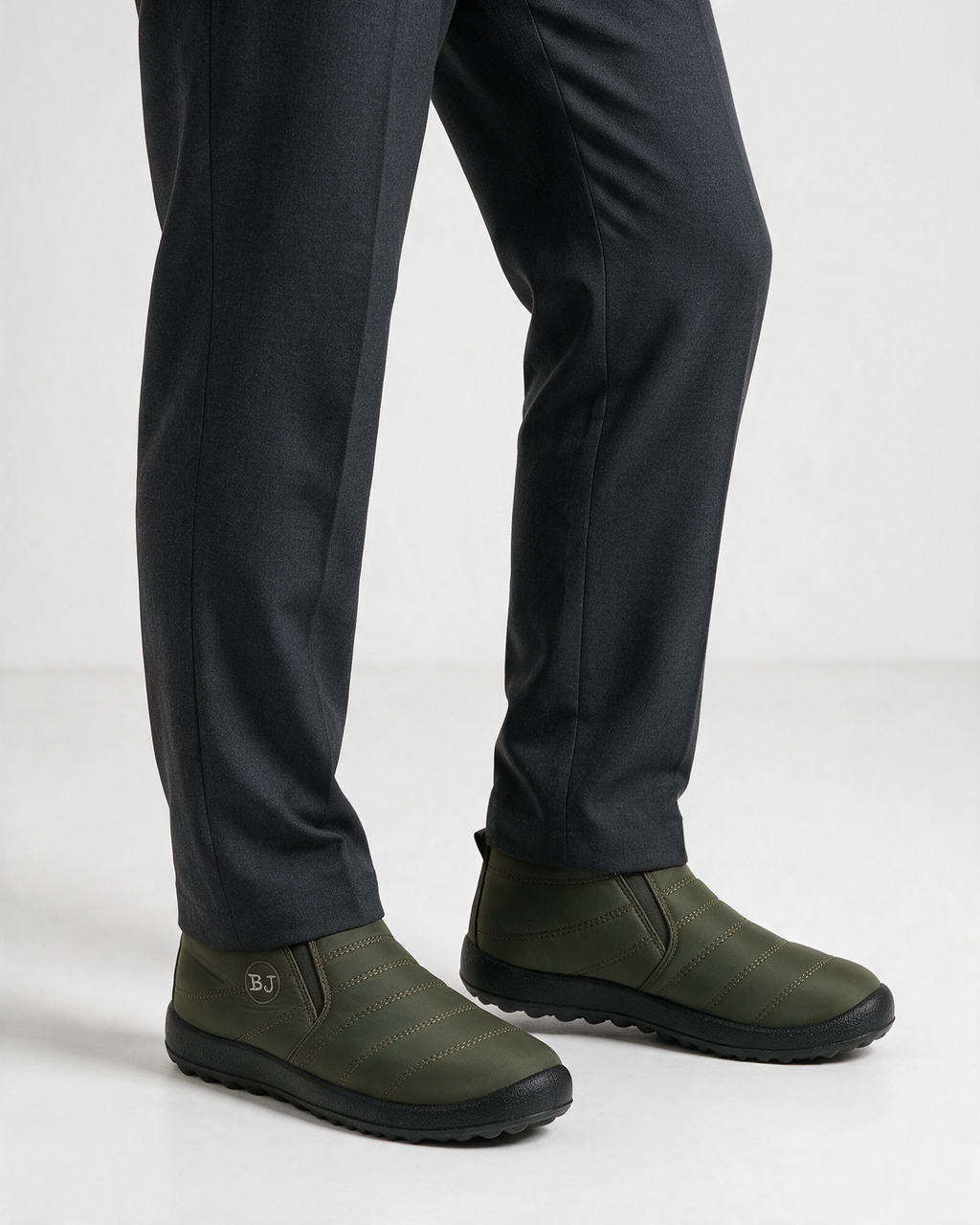 Plush-lined slip-on ankle boots — wearing
