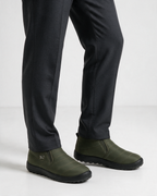 Plush-lined slip-on ankle boots — wearing
