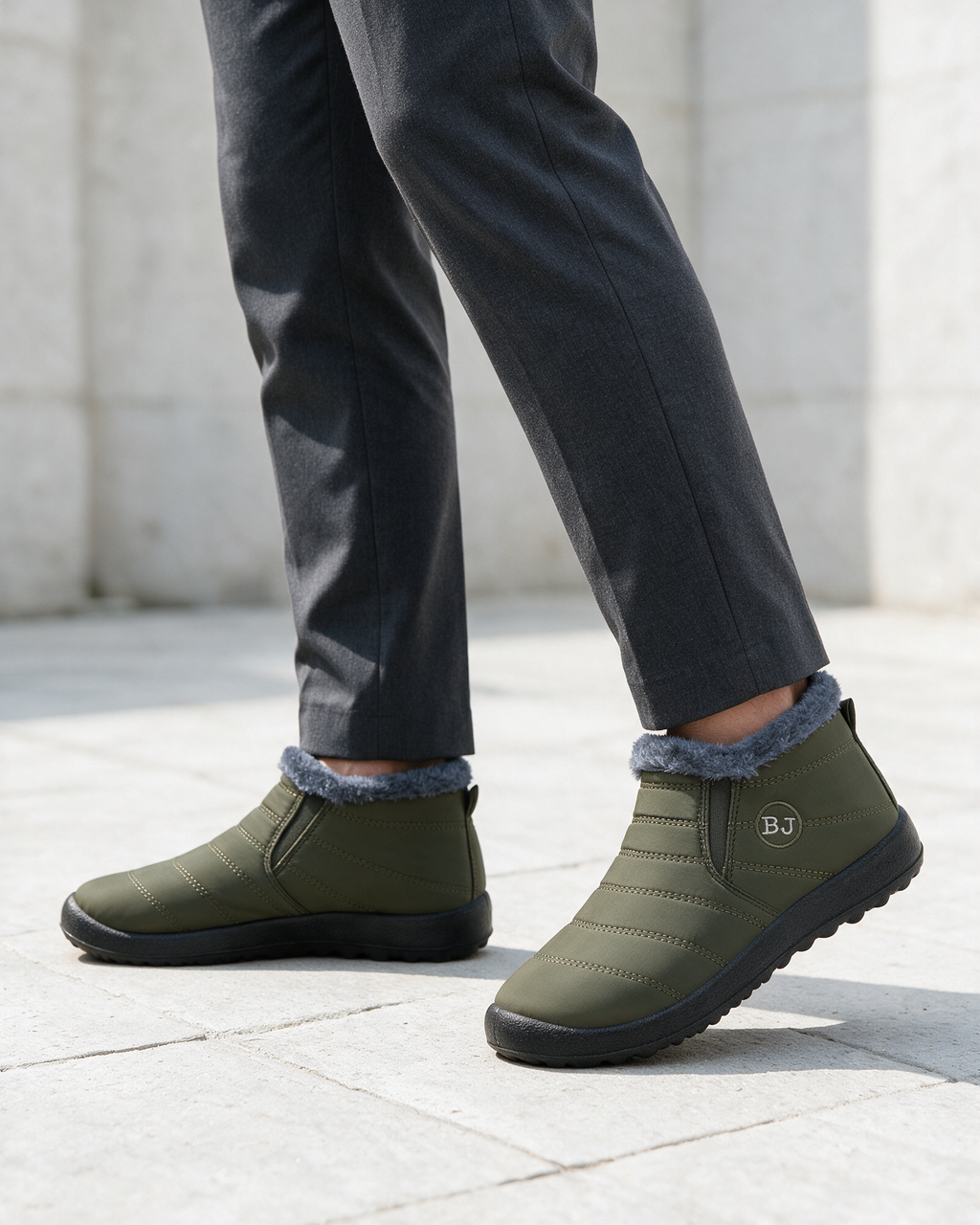 Plush-lined slip-on ankle boots — lifestyle