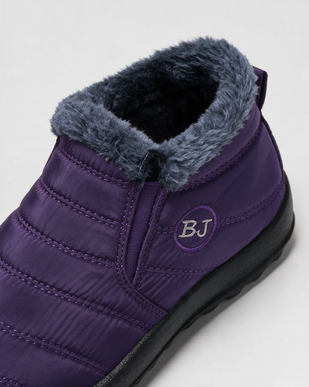 Plush-lined slip-on ankle boots — opening