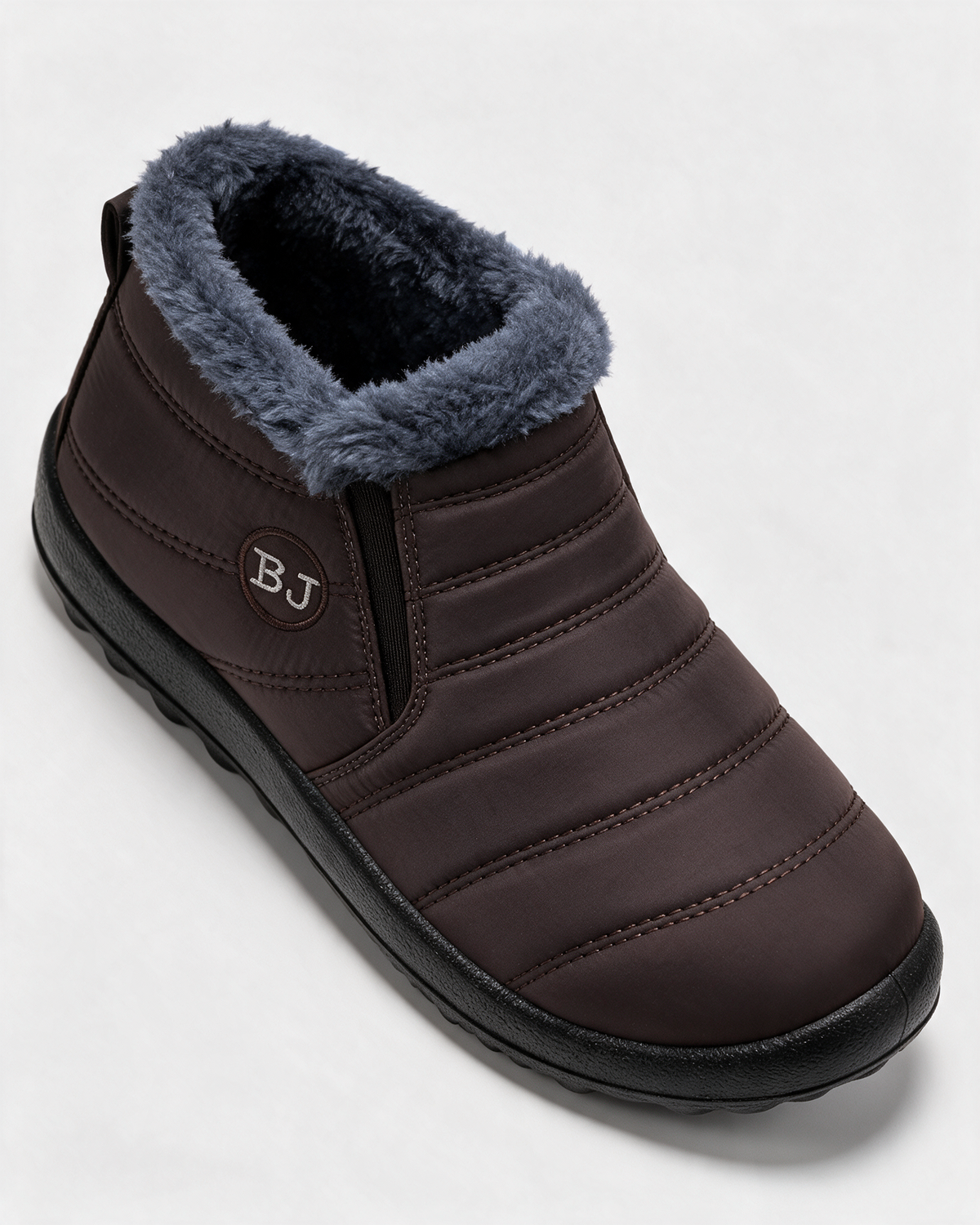 Plush-lined slip-on ankle boots opening