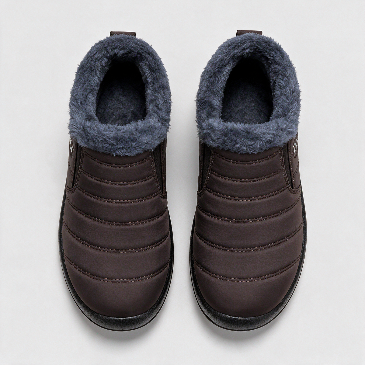 Brown plush-lined slip-on ankle boots feature2