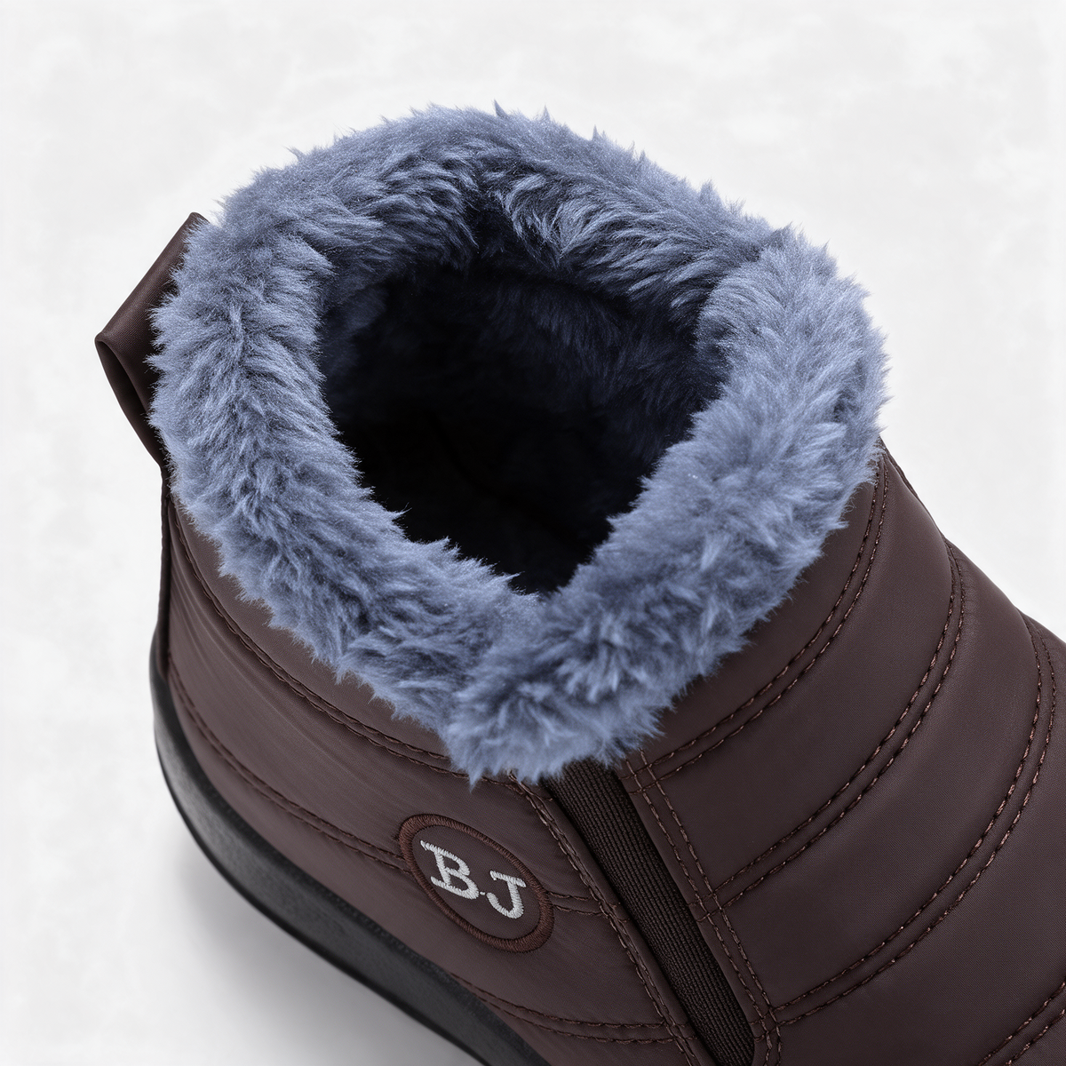 Brown plush-lined slip-on ankle boots feature4