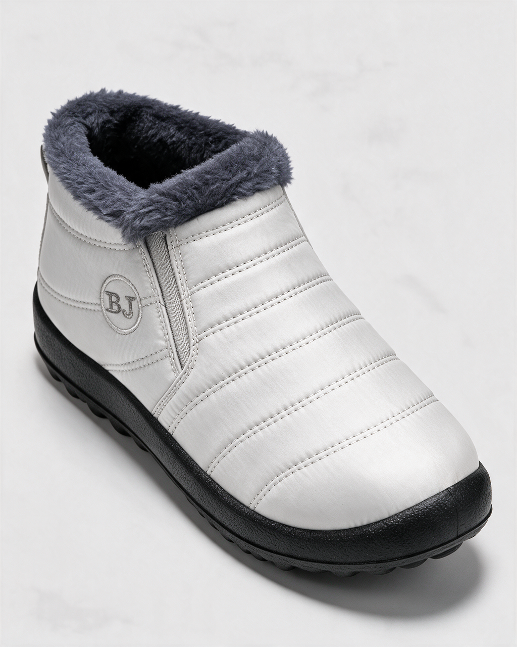 Plush-lined slip-on ankle boots opening