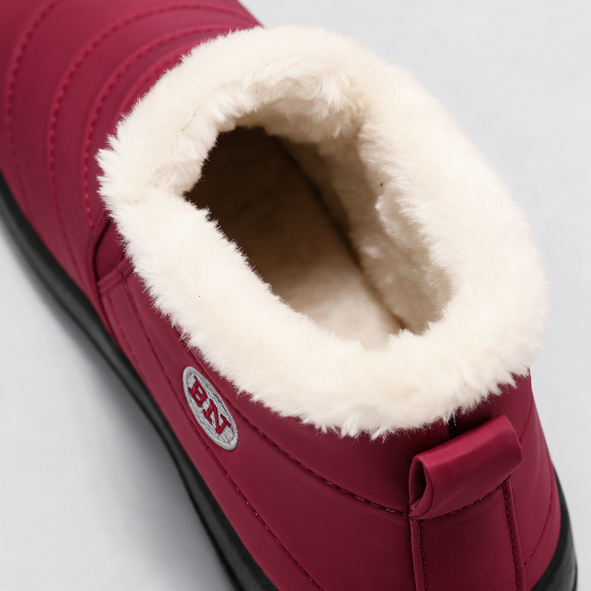 Red and ivory slip-on ankle boots